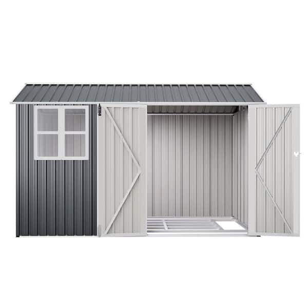 10 ft. W x 8 ft. D Metal Shed with Floor Frame, Window, Lockable