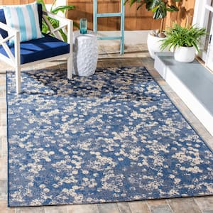 Courtyard Navy/Beige 8 ft. x 10 ft. Marle Indoor/Outdoor Area Rug