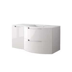 Oasi 53 in. Bath Vanity in Glossy White with Tekorlux Vanity Top in White with White Basin