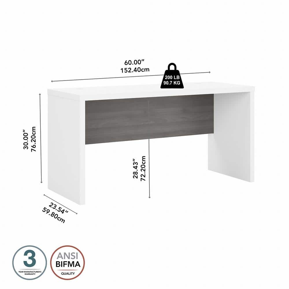 Modern Gray Executive 60" Wood Desk with Filing Cabinet