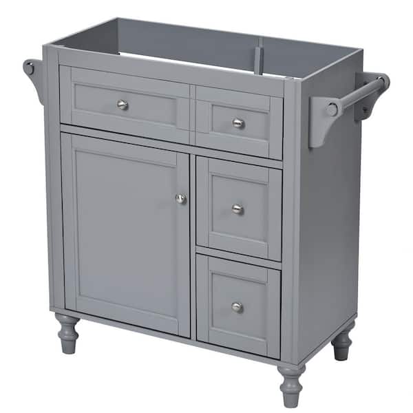 HMMHVV 30 in. Gray Bath Vanity Cabinet without Top, with 2 Drawers and a Tip-out Drawer, Freestanding Storage Vanity Cabinet