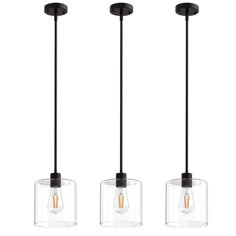 3-Light Black Modern Pendant Light with Clear Glass Shades, E26 Socket Chandelier for Kitchen Island price history on PriceWatchPro