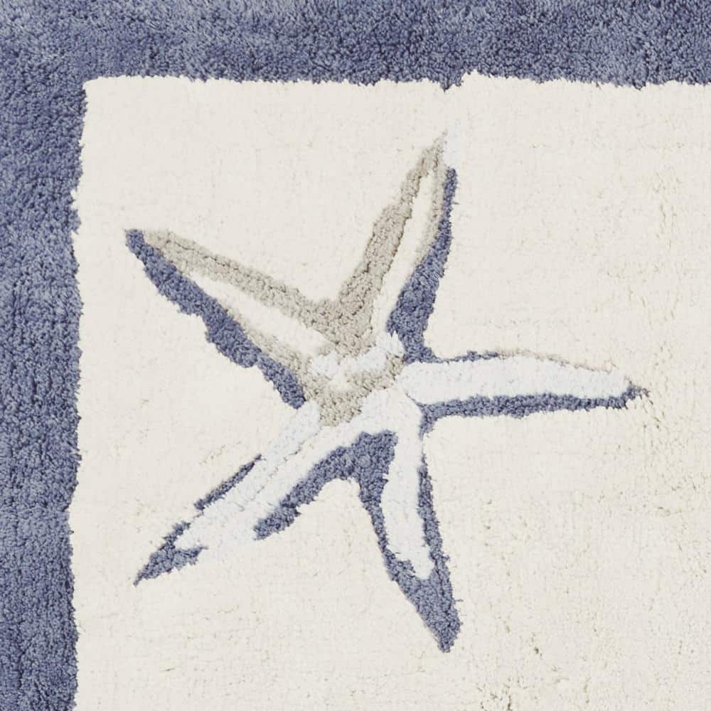 Bayside Blue and Taupe Cotton Tufted Bath Rug Set