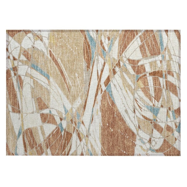 Chantille Machine Washable Indoor/Outdoor Abstract ACN2862 Rust 3 ft. x 4 ft. Area Rug