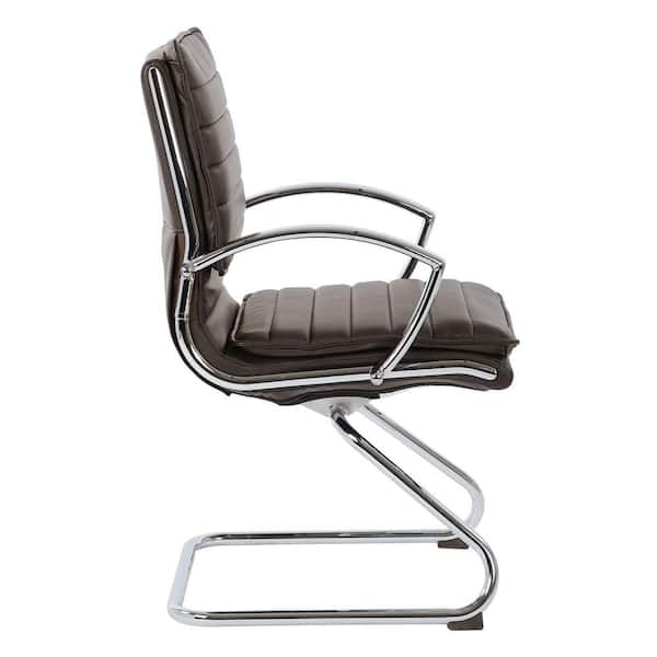 Office Star Products Guest Espresso Faux Leather Chair with Chrome