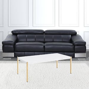Amelia 48 in. White and Gold Rectangle Particle Board Coffee Table