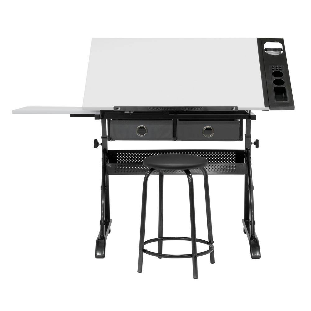 Core Craft Table with Adjustable Top and Metal Storage