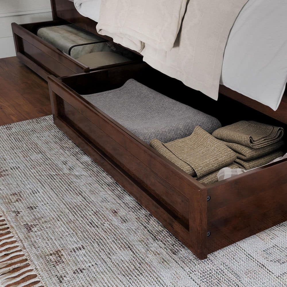 Malta Light Toffee Natural Bronze Solid Wood Frame Twin Platform Bed with Panel Footboard Storage Drawers - thumbnail 9