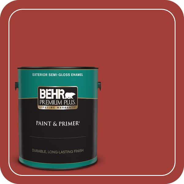 BEHR PREMIUM PLUS 1 gal. #PPU2-16 Fire Cracker Semi-Gloss Enamel Exterior Paint & Primer