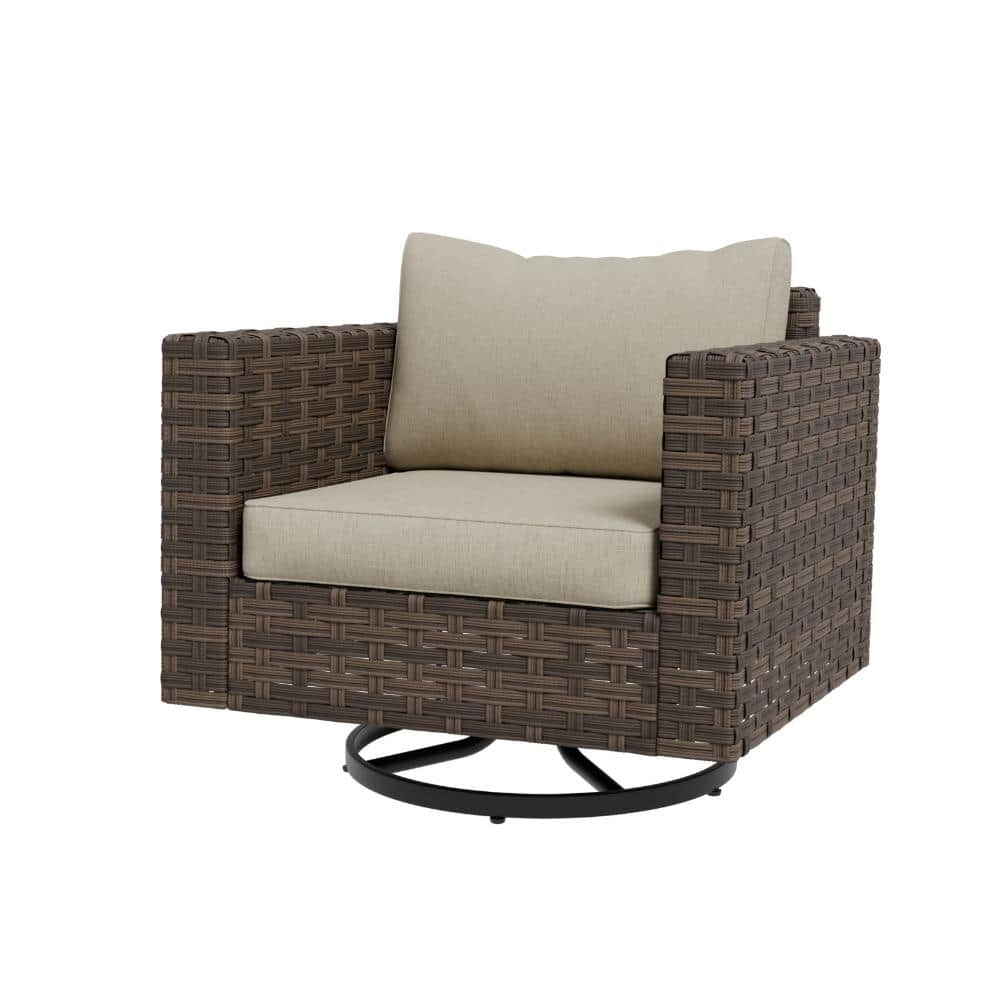 Outdoor Wicker Rocking & Swivel Chair Rocker Hand-woven All-Weather Rattan Metal Structure Anti-Slip Anti-UV, Beige price history on PriceWatchPro