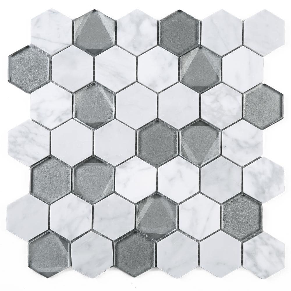 Phantom White 11.82 in. x 12.01 in. Hexagon Polished Marble Mosaic Tile (9.9 sq. ft./Case) price history on PriceWatchPro