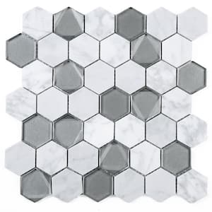Phantom White 11.82 in. x 12.01 in. Hexagon Polished Marble Mosaic Tile (9.9 sq. ft./Case)
