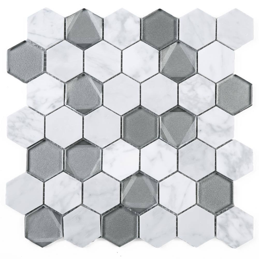 Phantom White 11.82 in. x 12.01 Honeycomb Polished Marble Mosaic Tile Sample price history on PriceWatchPro