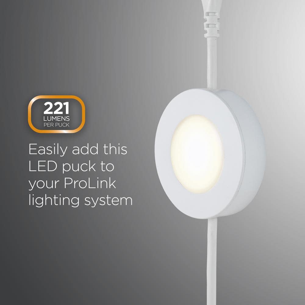ProLink Adjustable White LED Under Cabinet Puck Lights (3-Pack)
