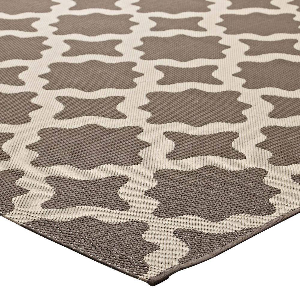 Cerelia Light and Dark Beige Trellis 8x10 Synthetic Area Rug
