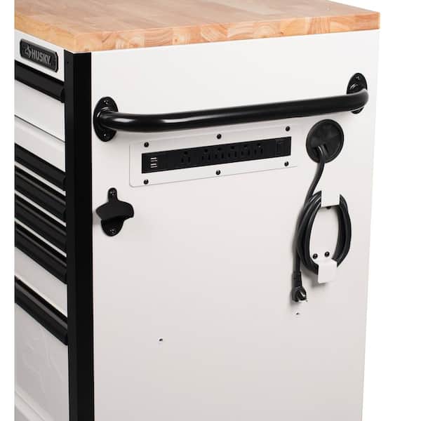 Husky - Tool Storage 61 in. W x 23 in. D Heavy Duty White Mobile Workbench Tool Chest