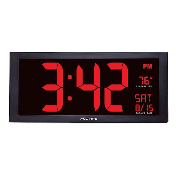Acurite 18 In Large Led Clock With, Large Outdoor Digital Clock And Thermometer