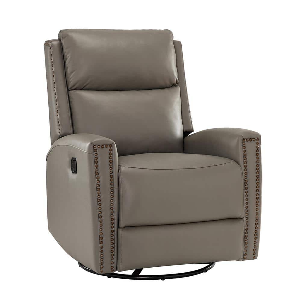 Regina 30.31 in. Wide Dove Genuine Leather Swivel Rocker Recliner with Nailhead Trims price history on PriceWatchPro