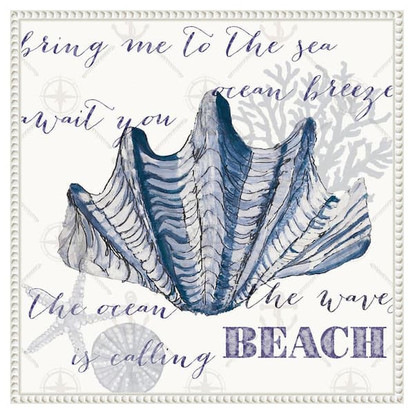 Amanti Art "Indigo Ocean Treasures IV" by Gina Ritter 1-Piece Floater Frame Giclee Coastal Canvas Art Print 22 in. x 22 in.