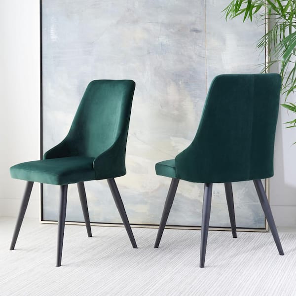 SAFAVIEH Zoi Malachite Green/Black 16.14 in. Wood Dining Chair (Set of 2)