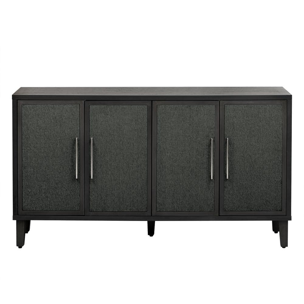 59.80 in. W x 15.70 in. D x 33.80 in. H Black Light Luxury Style Cabinet wi