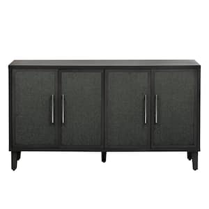 59.80 in. W x 15.70 in. D x 33.80 in. H Black Light Luxury Style Cabinet with Four Linen Cabinet Doors
