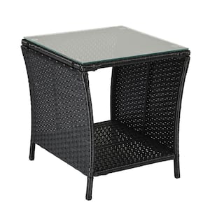 Black Wicker Outdoor Side Table