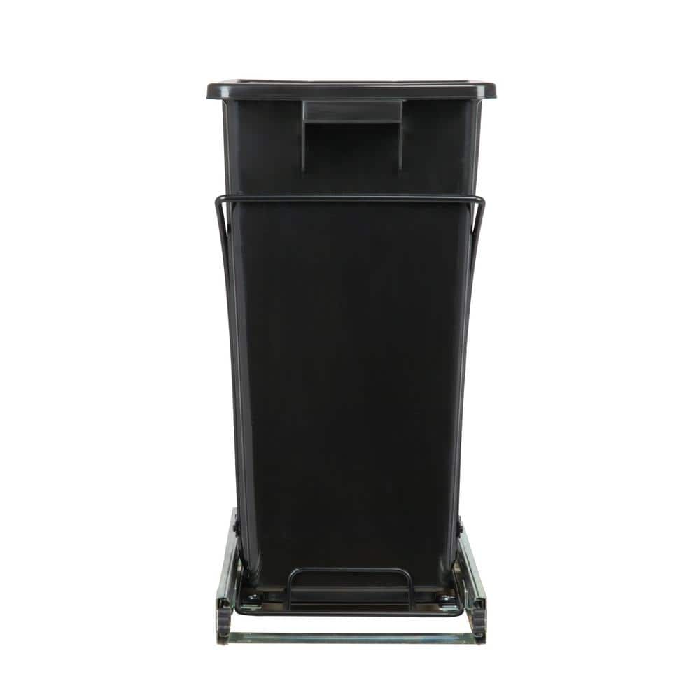 Black Plastic Pull-Out Trash Can with Chrome-Plated Steel Base