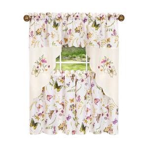 PRIMROSE Floral Net Curtain Window Set 53" Wide per Curtain Lavender or Marigold 