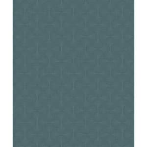 Boutique Collection Blue Shimmery Geometric Zen Non-Pasted Paper on Non-woven Wallpaper Roll