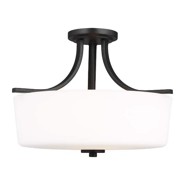 Generation Lighting Kemal 16 in. 3-Light Midnight Black Semi-Flush Mount