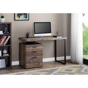 HomeRoots 48 in. Rectangular Gray/Black 3 Drawer Computer Desk with ...
