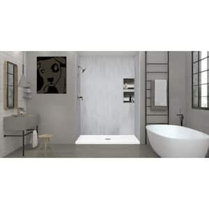 Linear 36 in. L x 48 in. W Alcove Shower Pan Base with Center Drain in White