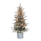 4.5 ft. Pre-Lit Potted Flocked Arctic Fir Artificial Christmas Tree with 70 UL-Listed Clear Lights