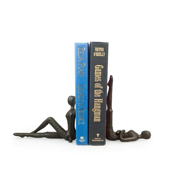 DANYA B Stretching Ladies Brown Cast Iron Bookends (Set of 2)