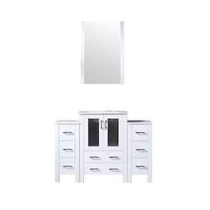 Volez 48 in. W x 18 in. D x 34 in. H Single Sink Vanity in White with White White Ceramic Top and Mirror