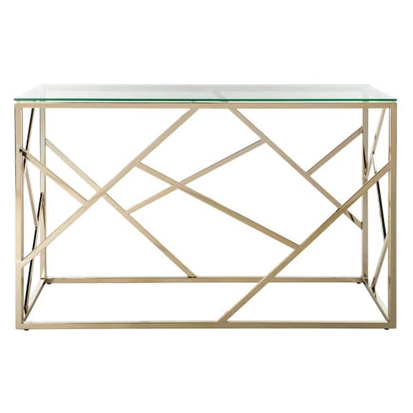 SAFAVIEH Namiko 48 in. Gold/Glass Console Table