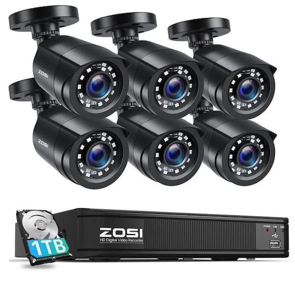 ZOSI 8-Channel 2MP DVR Security Camera System with 6 Wired 1080P