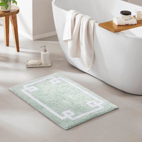 Madison Park Ethan 20 in. x 30 in. Seafoam Tufted Cotton Rectangle Bath Rug