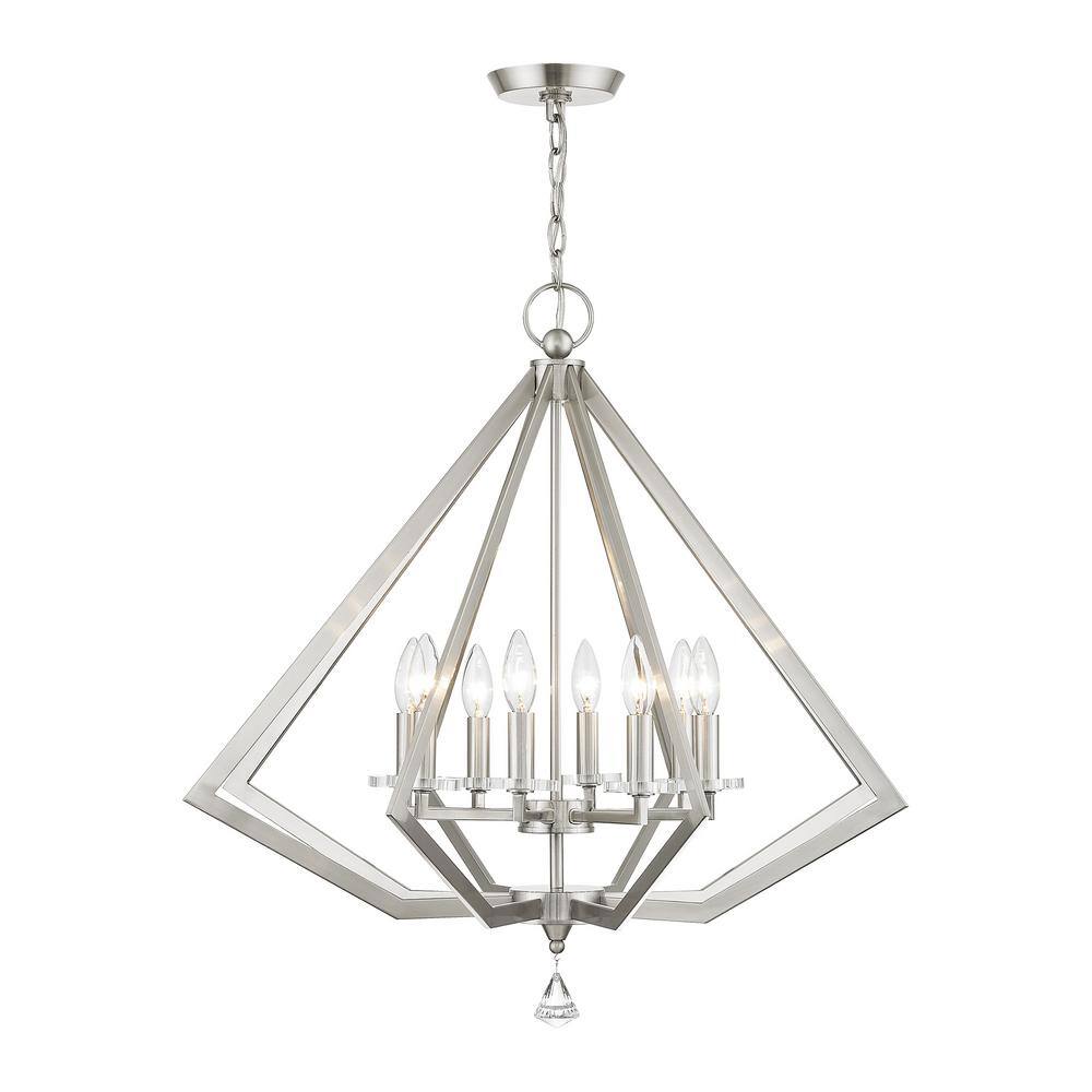 Brushed Nickel and Crystal 8-Light Candle Chandelier