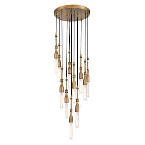 Louise 11-Light Old Satin Brass Contemporary Chandelier For Dining Rooms