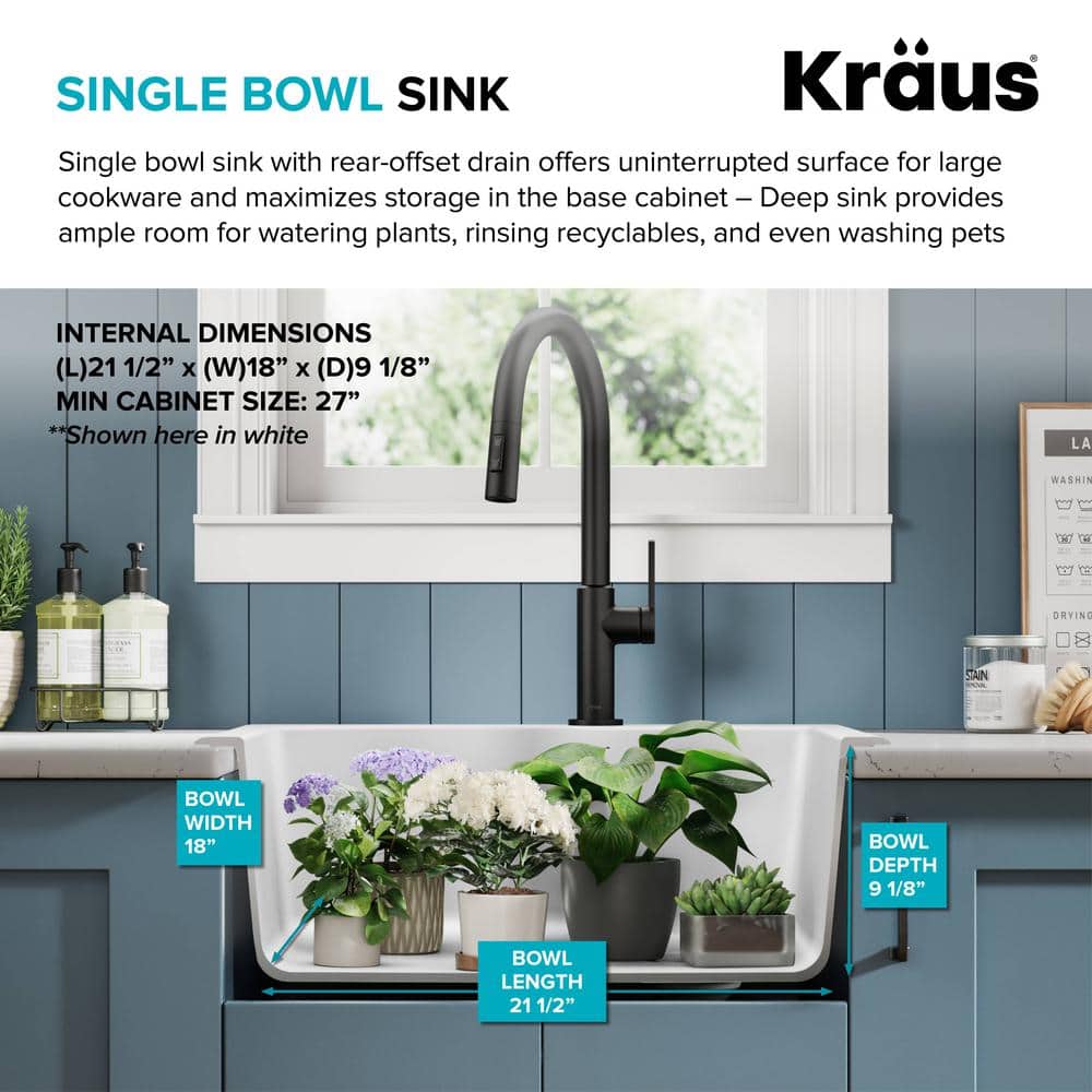 Gray Granite 25-Inch Drop-In Single Bowl Kitchen Sink