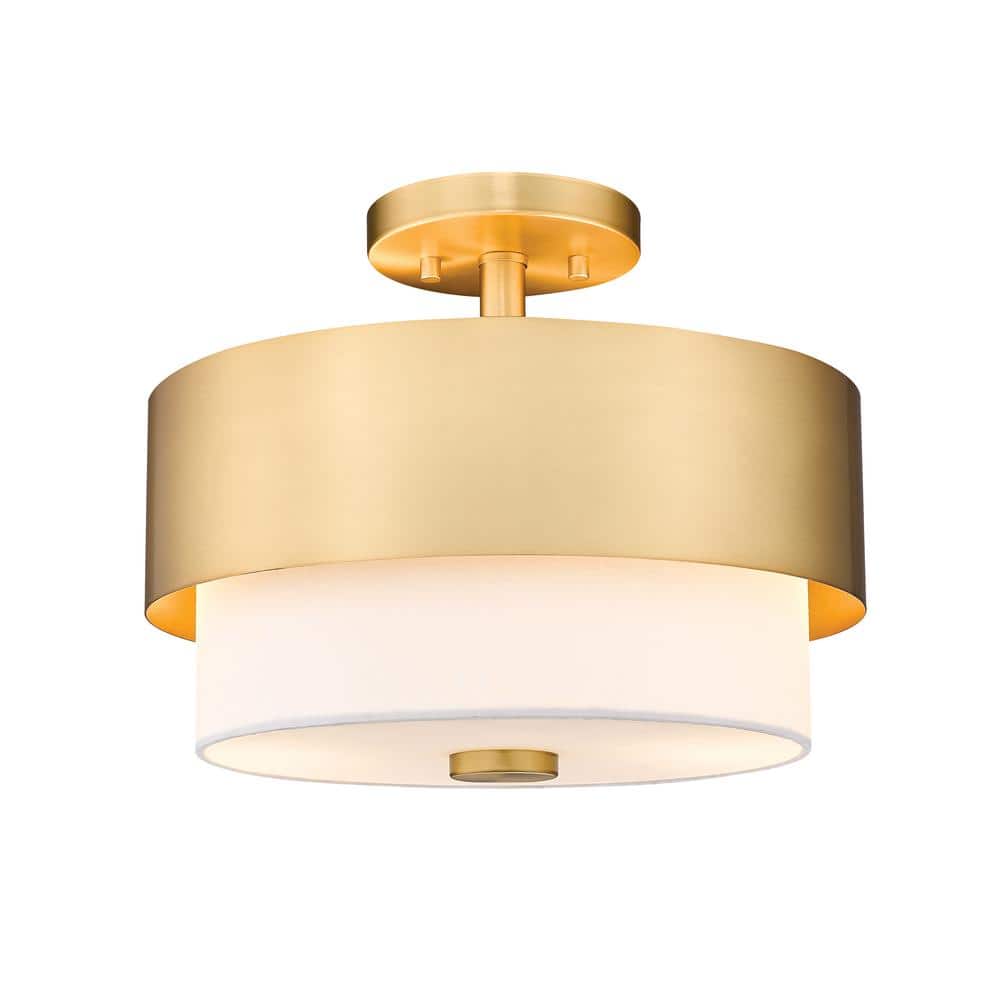 Counterpoint 13 in 2 Light Modern Gold Semi Flush Mount Light with White Gl
