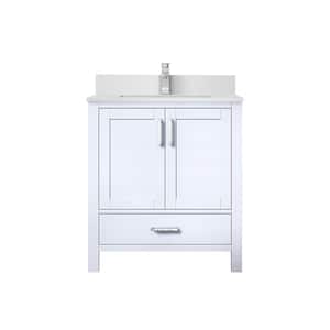 Jacques 30 in. W x 22 in. D White Bath Vanity, Cultured Marble Top, and Faucet Set