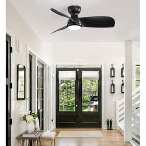 Tracy 36 in. Integrated LED Indoor Black Flush Mount Ceiling Fan with Light and Remote Control Included