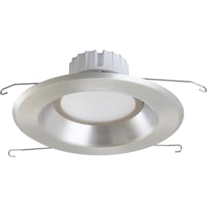1-Light Indoor/Outdoor 6 in. 3000K Brushed Nickel Integrated LED Recessed Retrofit Downlight and Round Trim and Lens