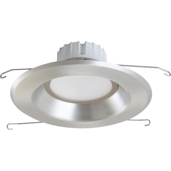 Volume Lighting 1-Light Indoor/Outdoor 6 in. 3000K Brushed Nickel Integrated LED Recessed Retrofit Downlight and Round Trim and Lens