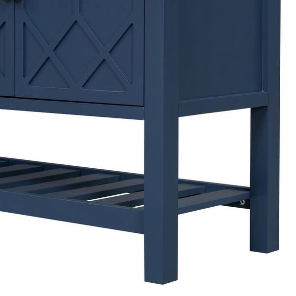 Polibi 59.8 in. Navy Blue Rectangle Wood Console Table