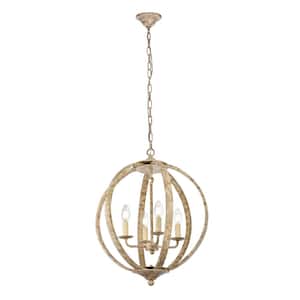 Timeless Home Marcel 18 in. W x 22.5 in. H 4-Light Weathered Dove Pendant