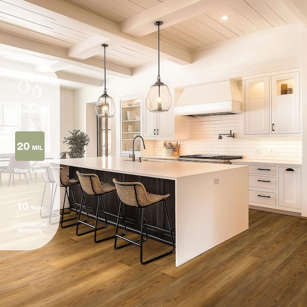 Lone Mountain 20 MIL x 7 in. x 48 in. Rustic Brown Click Lock Waterproof Luxury Vinyl Flooring (21.42 sq. ft./Case)